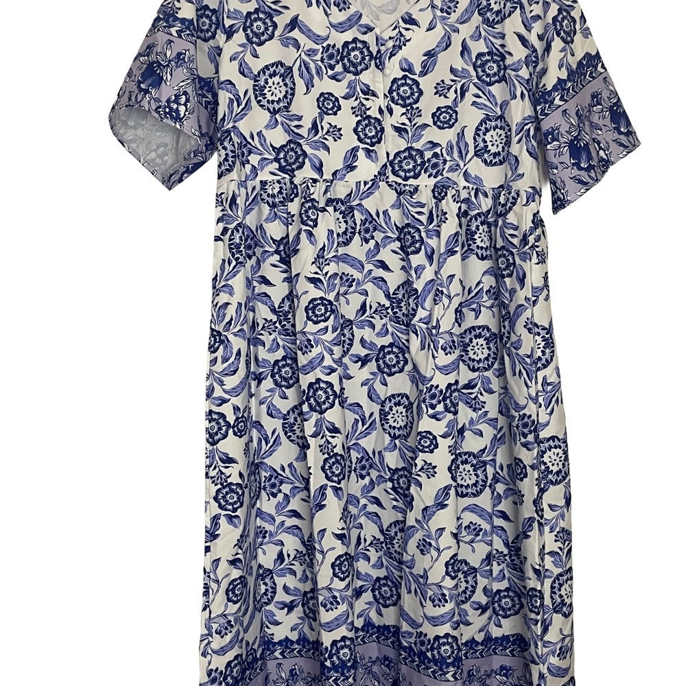 Chic Blue Floral Midi Dress